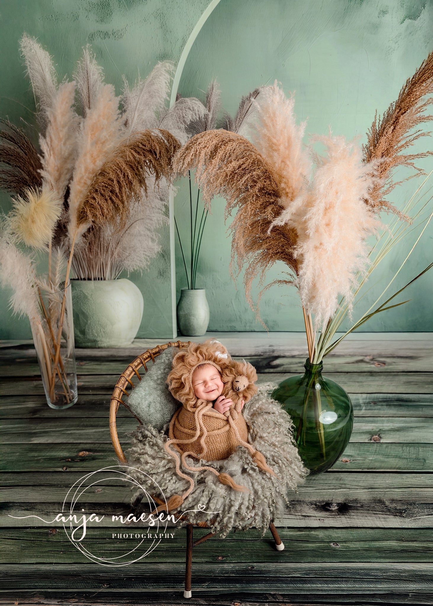 Kate Retro Boho Grüne Bogenwand Hintergrund Entworfen von Patty Robert - Kate Backdrop.de