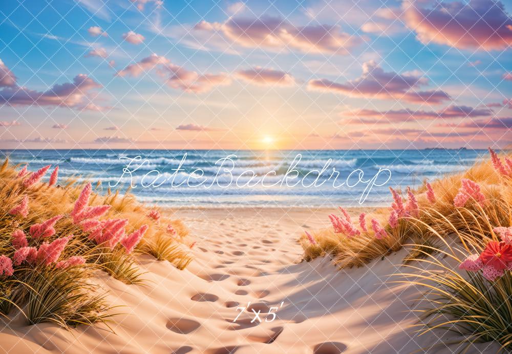 Kate Sommer Meer Strand Sonnenuntergangswelle Hintergrund Entworfen von Chain Photography - Kate Backdrop.de