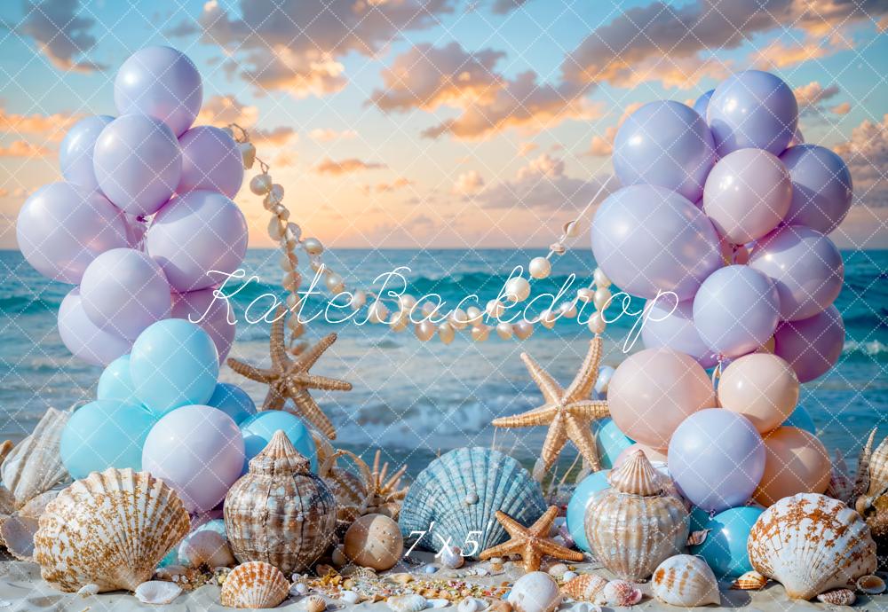 Kate Sommer Meer Strand Bunter Ballon Meerjungfrau Hintergrund Entworfen von Chain Photography - Kate Backdrop.de