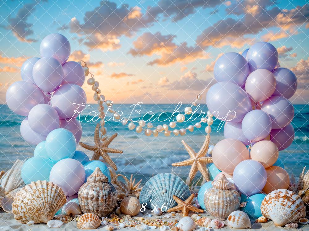 Kate Sommer Meer Strand Bunter Ballon Meerjungfrau Hintergrund Entworfen von Chain Photography - Kate Backdrop.de