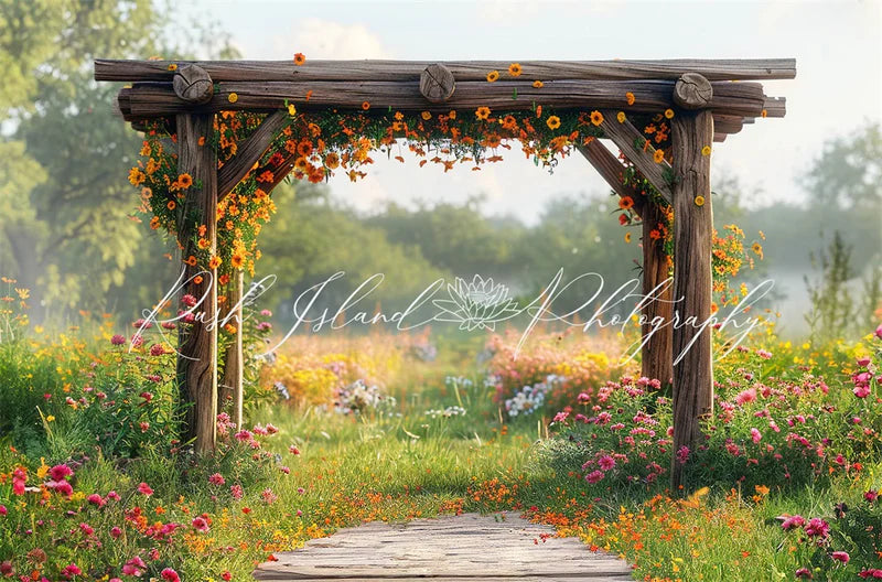 Kate Sommer im Freien Wald Bunte Blume Dunkelbraun Spalier Hintergrund Von Laura Bybee - Kate Backdrop.de