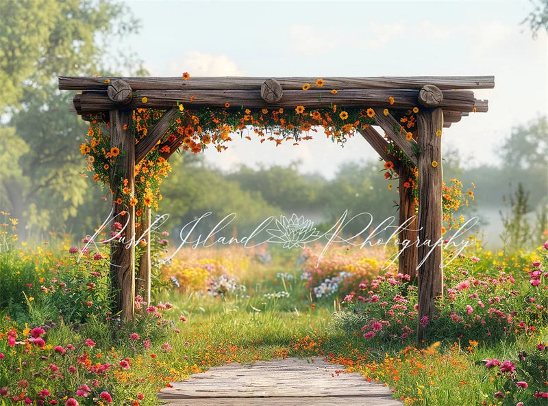 Kate Sommer im Freien Wald Bunte Blume Dunkelbraun Spalier Hintergrund Von Laura Bybee - Kate Backdrop.de