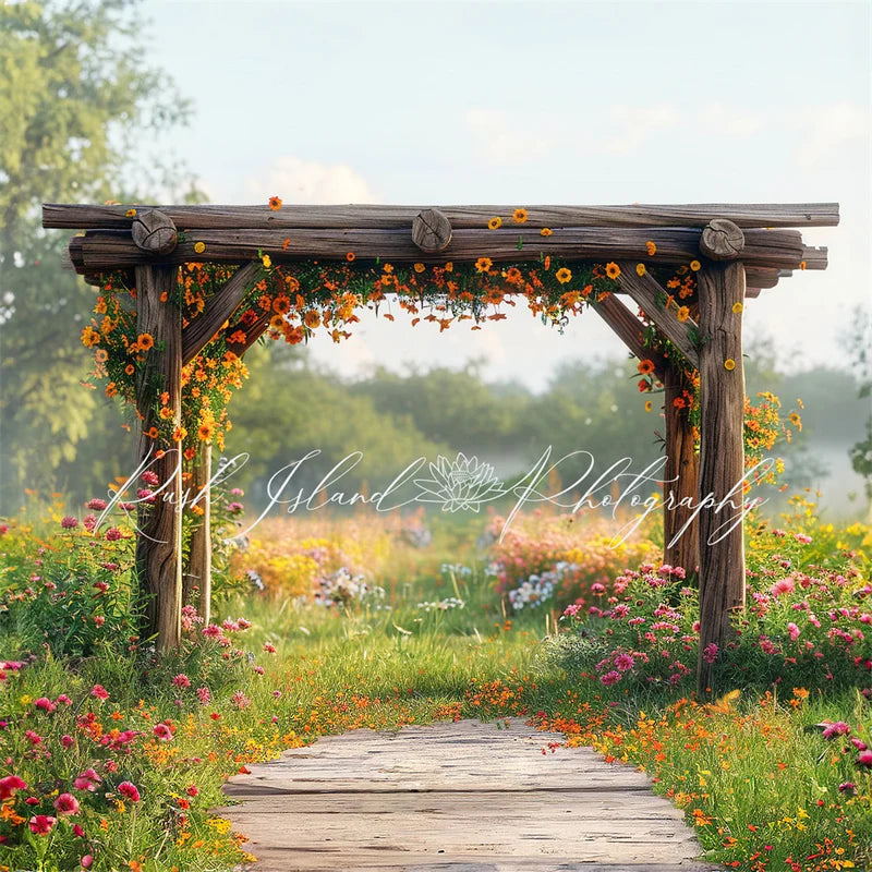 Kate Sommer im Freien Wald Bunte Blume Dunkelbraun Spalier Hintergrund Von Laura Bybee - Kate Backdrop.de