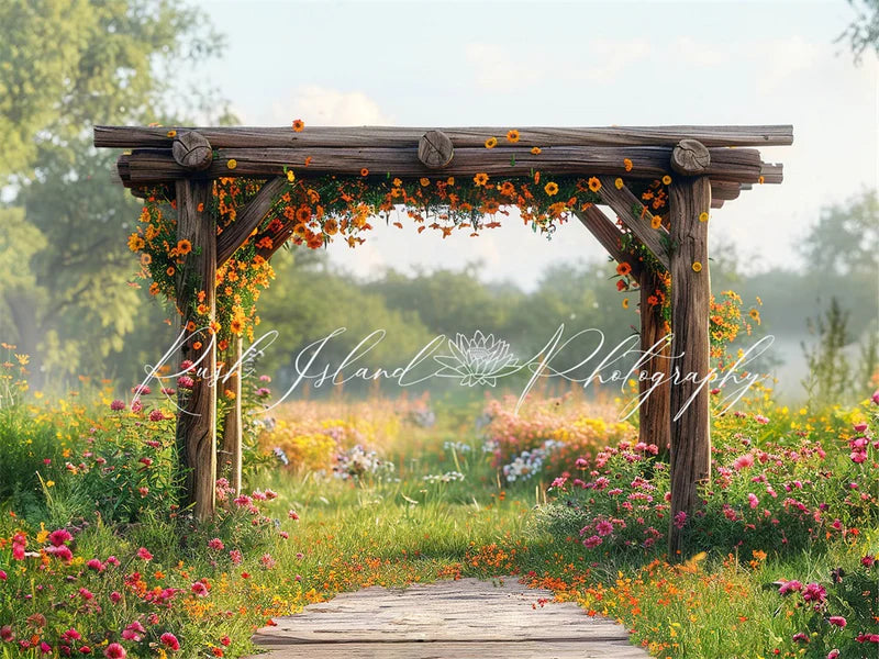 Kate Sommer im Freien Wald Bunte Blume Dunkelbraun Spalier Hintergrund Von Laura Bybee - Kate Backdrop.de