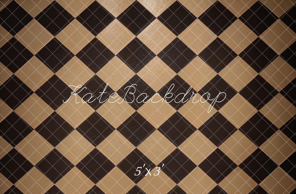 Kate Vintage Schwarz und Brauner Karomuster Boden Hintergrund Entworfen von Kate Image - Kate Backdrop.de