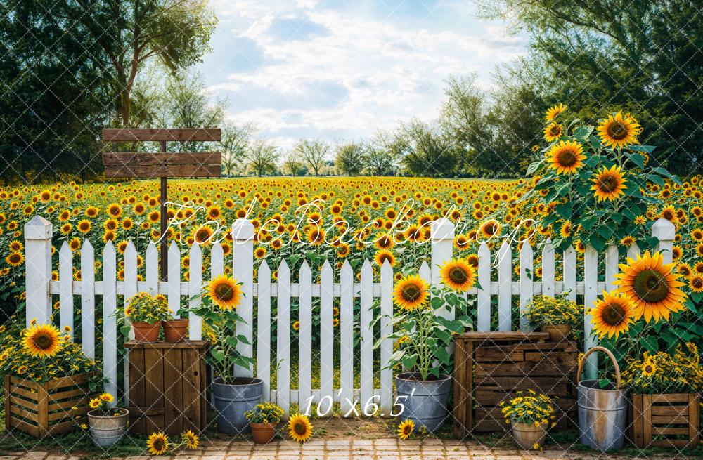 Kate Sommer Outdoor Wald Gelber Sonnenblumengarten Hintergrund Entworfen von Emetselch - Kate Backdrop.de