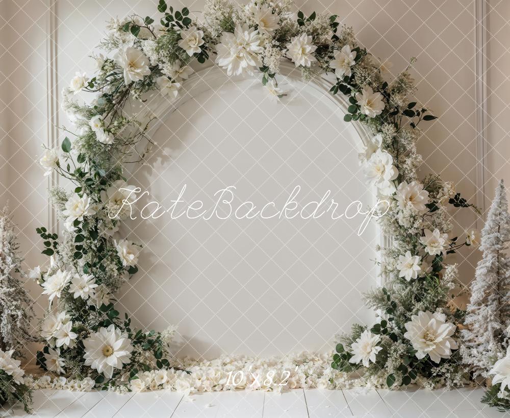 Kate Winter Weiße Blumenbogen Wand Hintergrund entworfen von Emetselch - Kate Backdrop.de