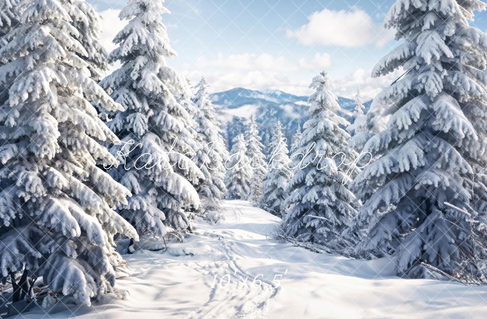 Kate Winter Outdoor Weißer Wald Schneelandschaft Hintergrund entworfen von Chain Photography - Kate Backdrop.de