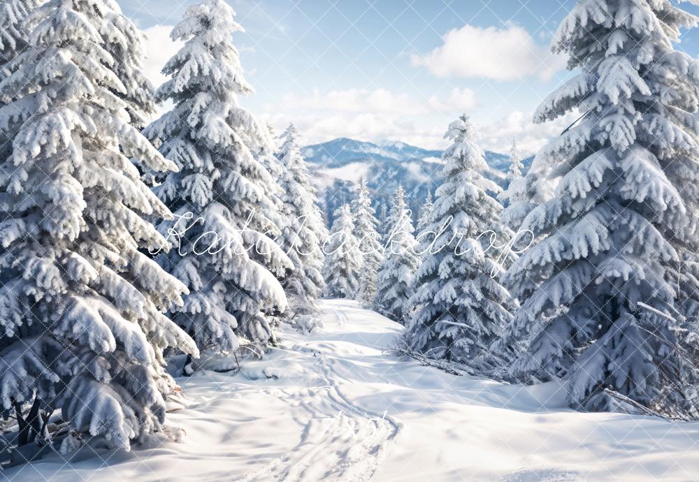 Kate Winter Outdoor Weißer Wald Schneelandschaft Hintergrund entworfen von Chain Photography - Kate Backdrop.de