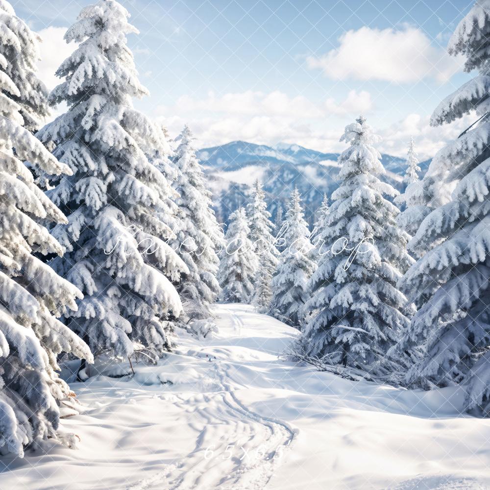 Kate Winter Outdoor Weißer Wald Schneelandschaft Hintergrund entworfen von Chain Photography - Kate Backdrop.de