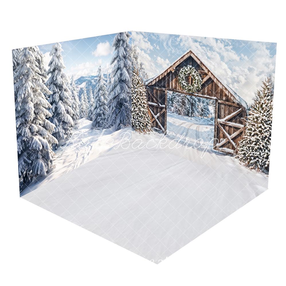 Kate Winter Outdoor Weiß Wald Schneeland Zimmer Set - Kate Backdrop.de