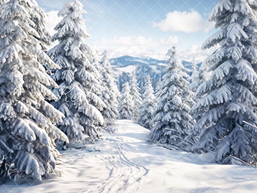 Kate Winter Outdoor Weißer Wald Schneelandschaft Hintergrund entworfen von Chain Photography - Kate Backdrop.de