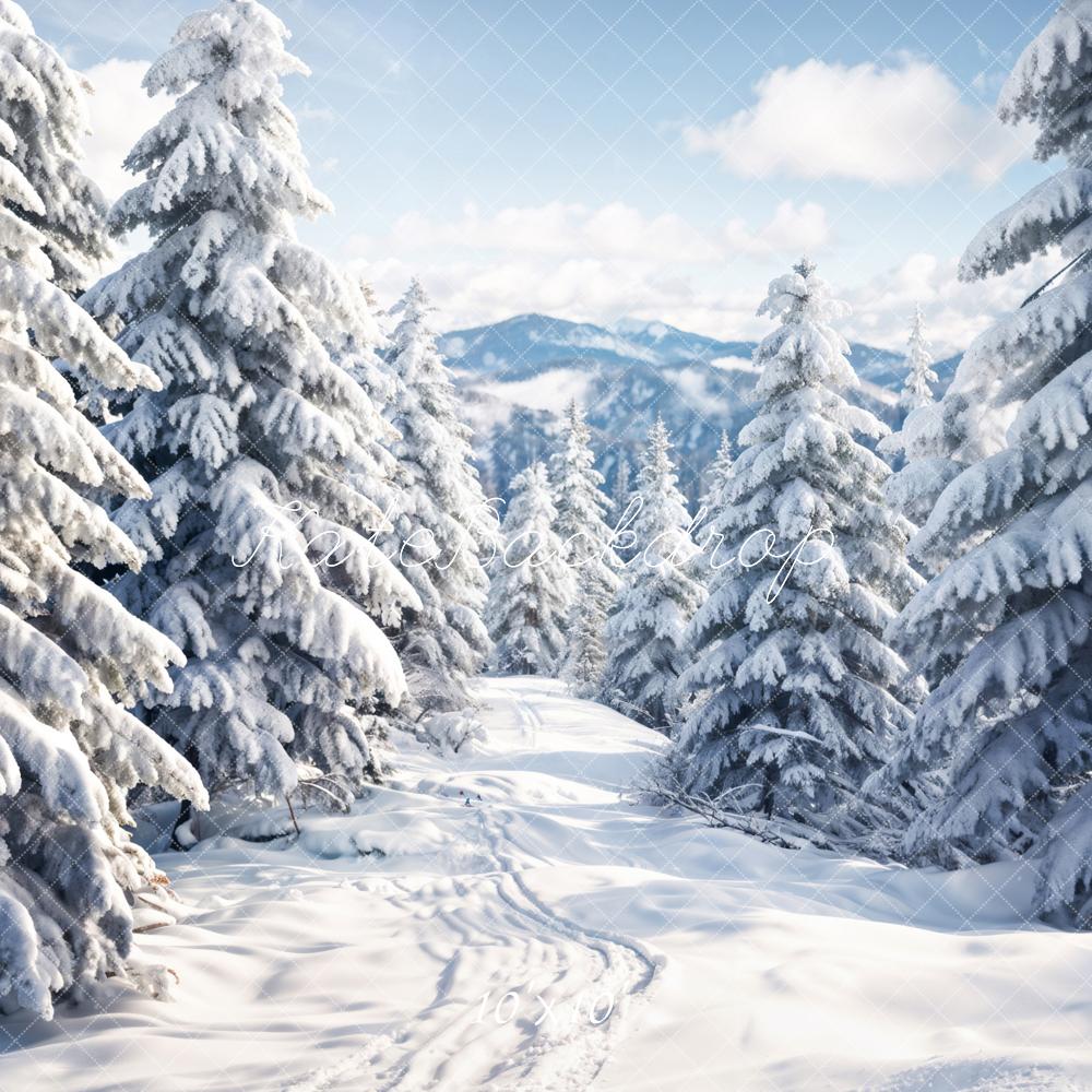 Kate Winter Outdoor Weißer Wald Schneelandschaft Hintergrund entworfen von Chain Photography - Kate Backdrop.de