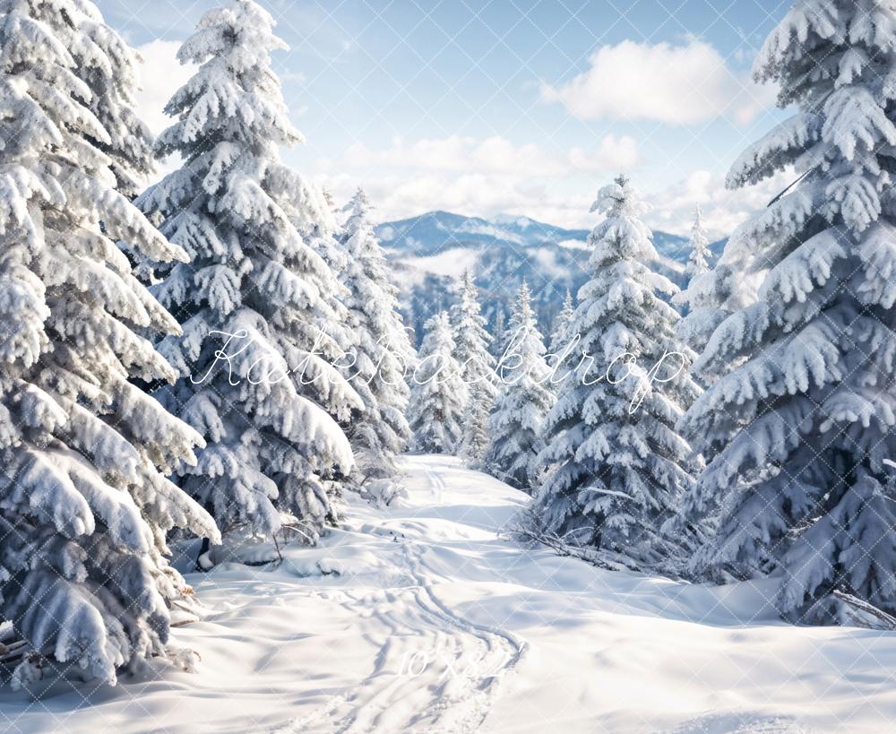 Kate Winter Outdoor Weißer Wald Schneelandschaft Hintergrund entworfen von Chain Photography - Kate Backdrop.de