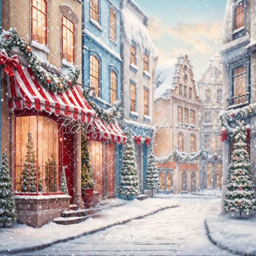 Kate Winter Weihnachten Weiße Schneelandschaft Straße Hintergrund entworfen von Chain Photography - Kate Backdrop.de