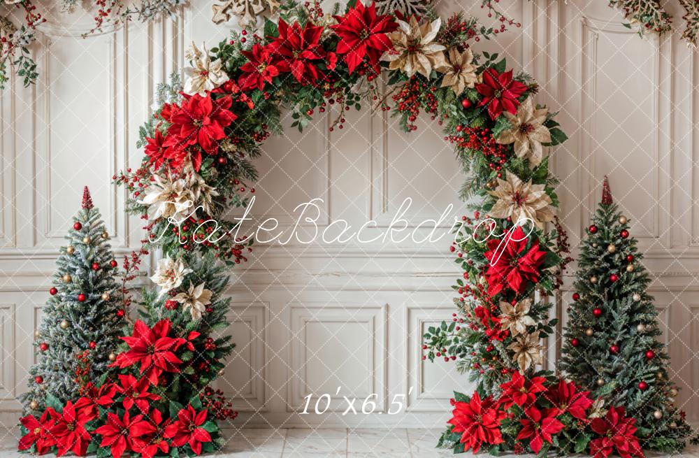 ⚡Blitzangebote #2-Kate Weihnachten Bunter Blumenbogen Weiße Retro Wand Hintergrund - Kate Backdrop.de