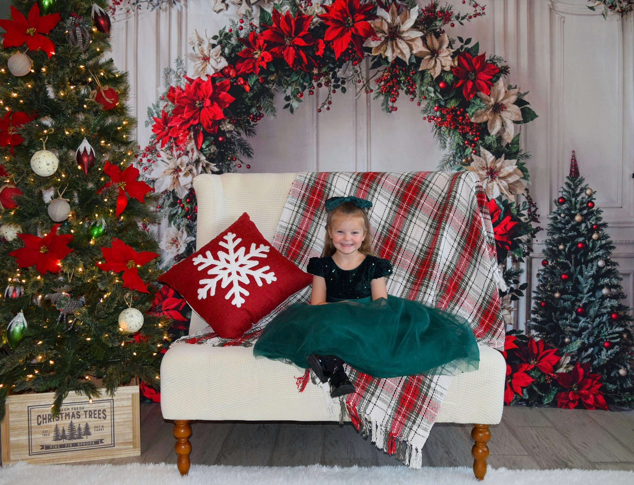 ⚡Blitzangebote #2-Kate Weihnachten Bunter Blumenbogen Weiße Retro Wand Hintergrund - Kate Backdrop.de