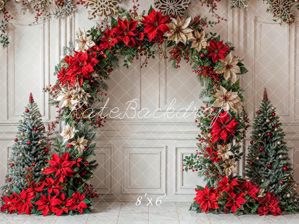 ⚡Blitzangebote #2-Kate Weihnachten Bunter Blumenbogen Weiße Retro Wand Hintergrund - Kate Backdrop.de