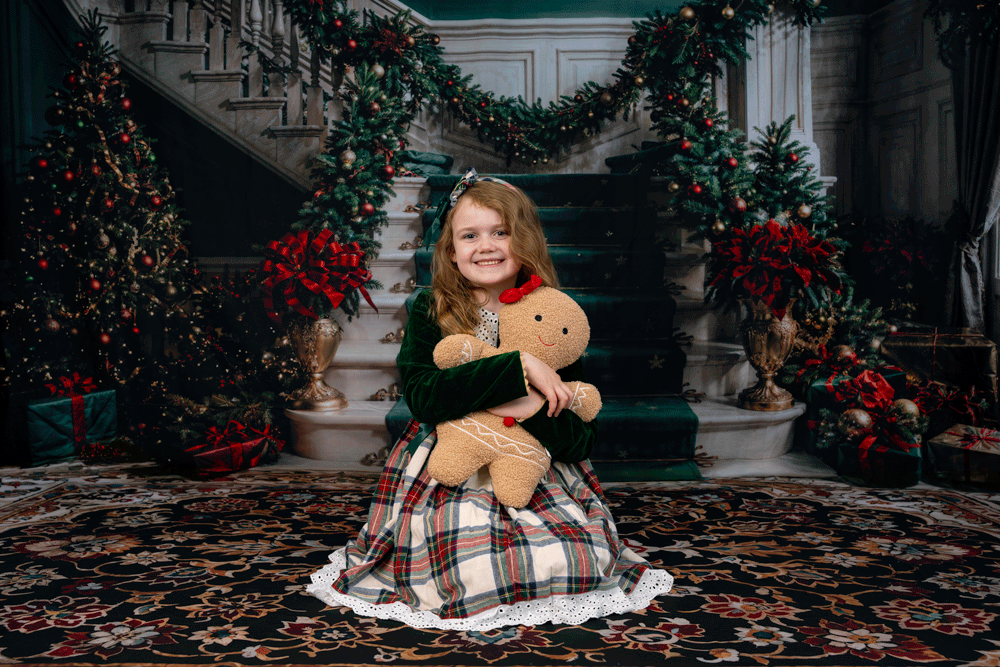 Kate Weihnachten Retro Weiß Grüner Marmortreppenhintergrund + Vintage Feinkunst Farbenfroher Blumenmarmorbodenhintergrund - Kate Backdrop.de