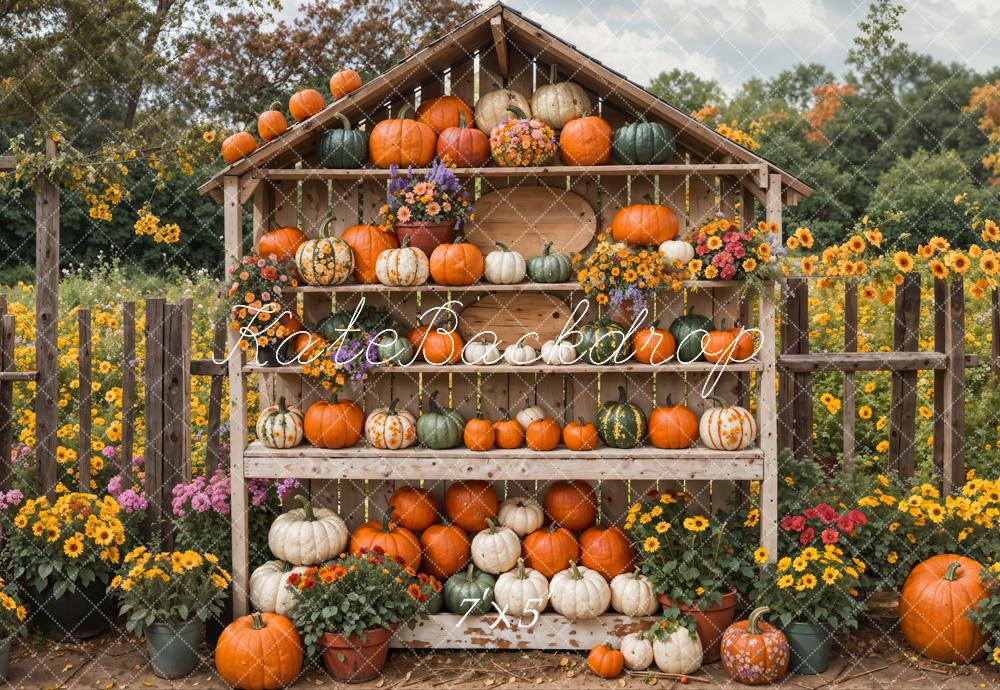 Kate Herbst Feine Kunst Blume Bunter Kürbis Bauernhof Hintergrund entworfen von Emetselch - Kate Backdrop.de