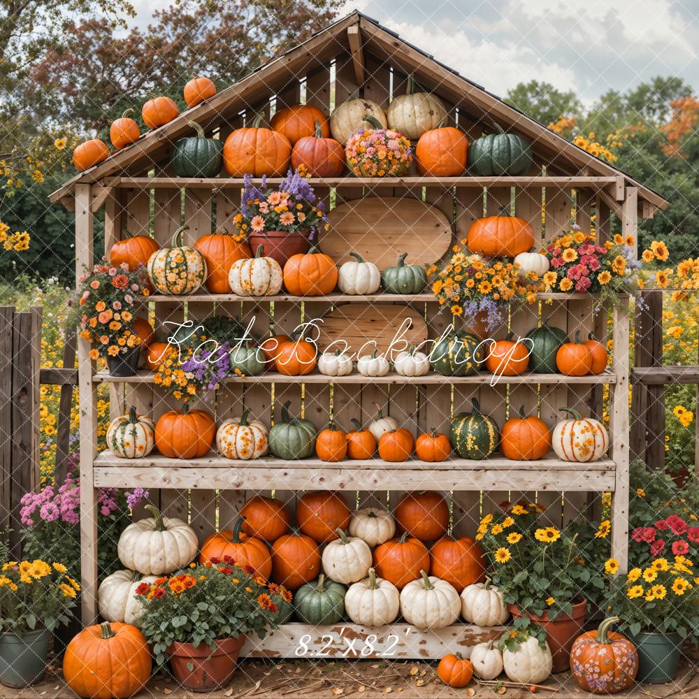 Kate Herbst Feine Kunst Blume Bunter Kürbis Bauernhof Hintergrund entworfen von Emetselch - Kate Backdrop.de
