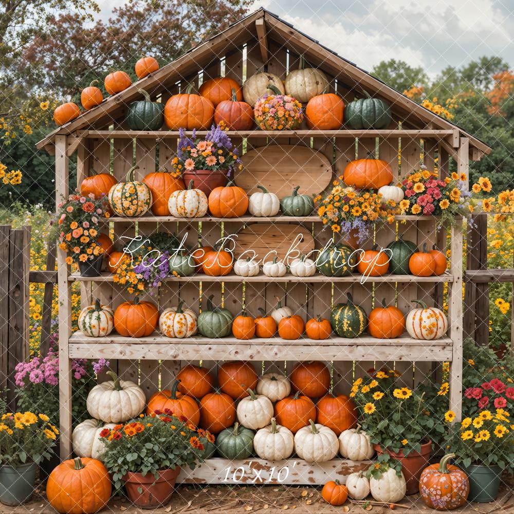 Kate Herbst Feine Kunst Blume Bunter Kürbis Bauernhof Hintergrund entworfen von Emetselch - Kate Backdrop.de