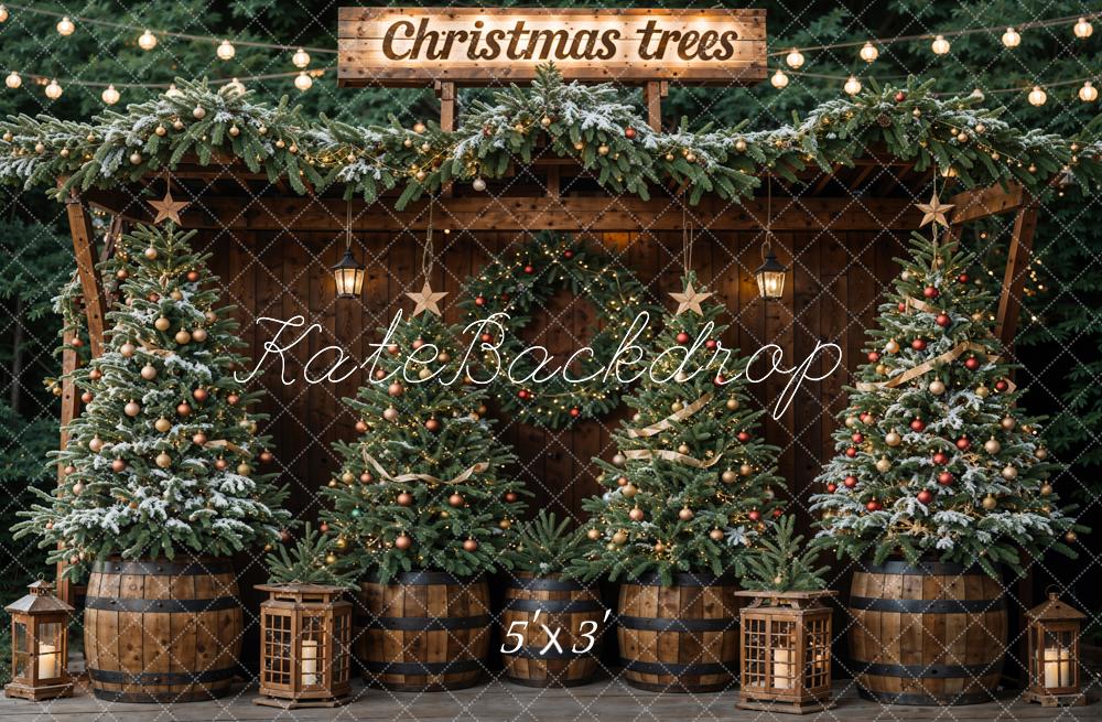 Kate Winter Dunkelgrüner Weihnachtsbaumwald Hintergrund entworfen von Emetselch - Kate Backdrop.de