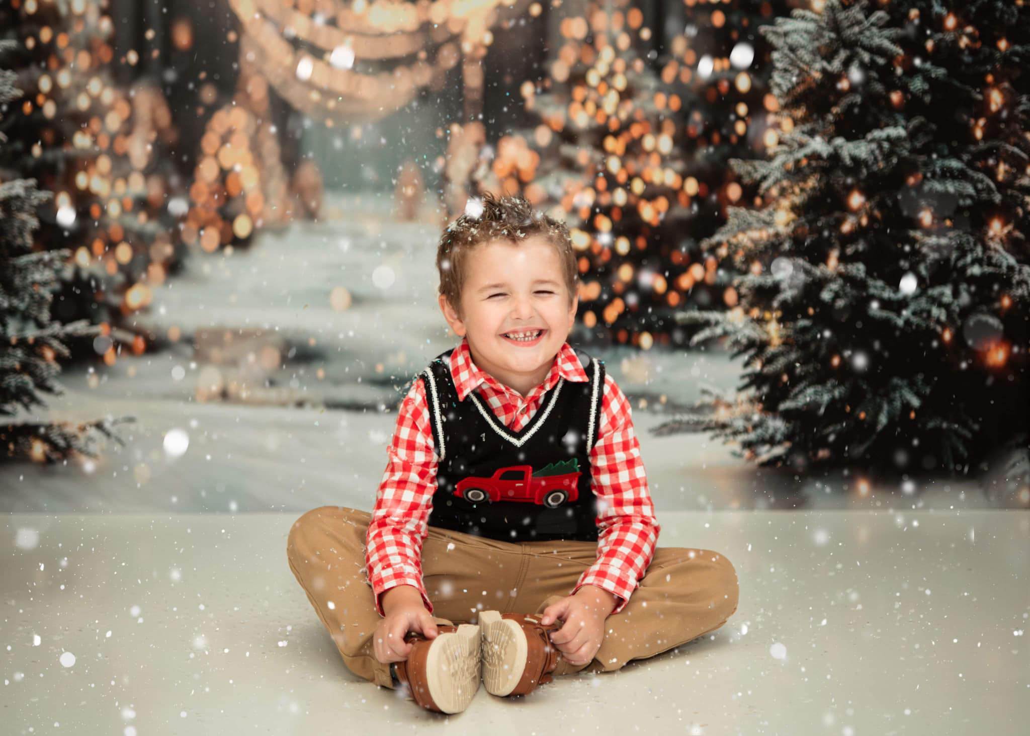 ⚡Blitzangebote #3-🚚Kate Winter Weihnachten Outdoor Wald Weiße Schneelandschaft Hintergrund - Kate Backdrop.de