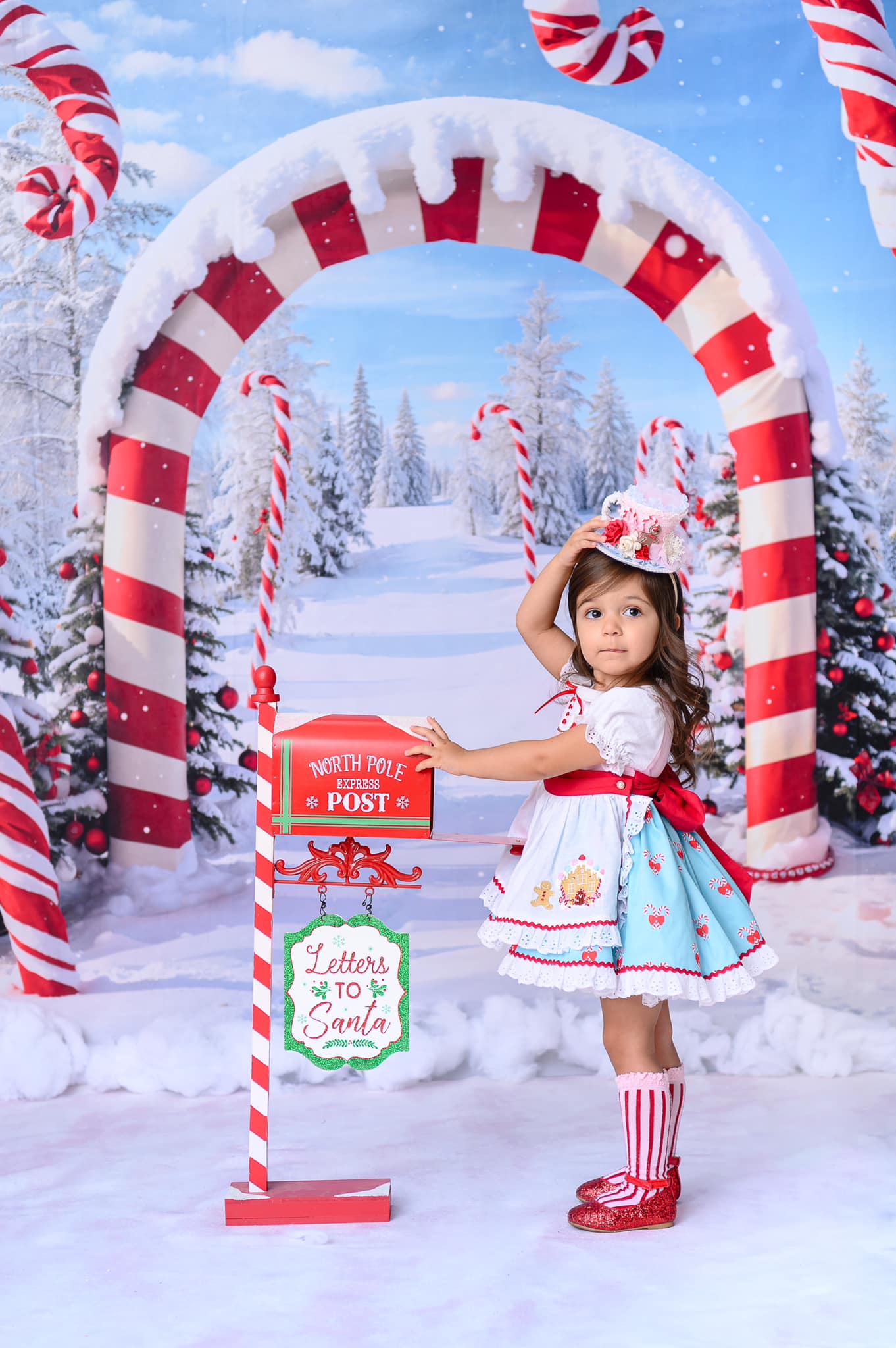 Kate Winter Weihnachten Outdoor Wald Schnee Candy Bogen Hintergrund entworfen von Chain Photography - Kate Backdrop.de