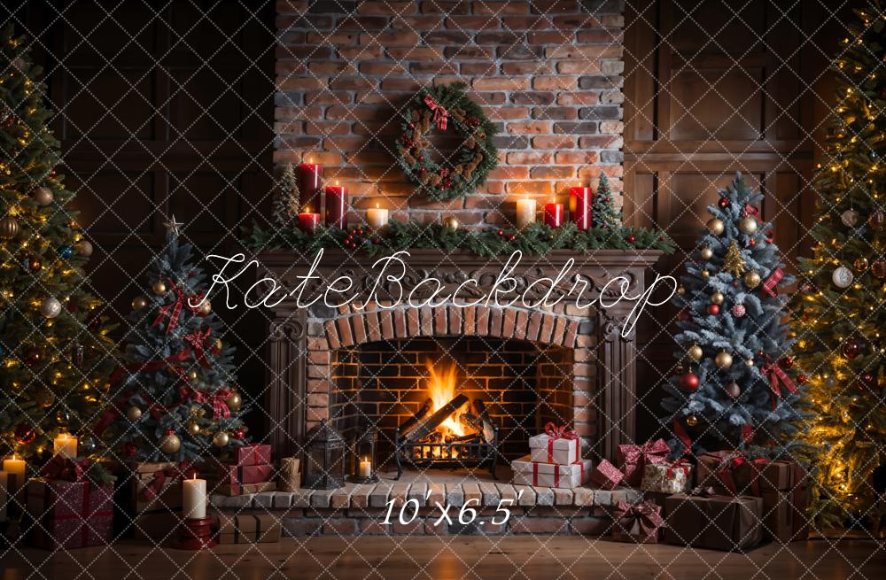 Kate Weihnachten Indoor Retro Kaputter Backstein Kaminwand Hintergrund entworfen von Emetselch - Kate Backdrop.de