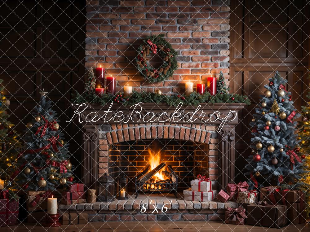 Kate Weihnachten Indoor Retro Kaputter Backstein Kaminwand Hintergrund entworfen von Emetselch - Kate Backdrop.de