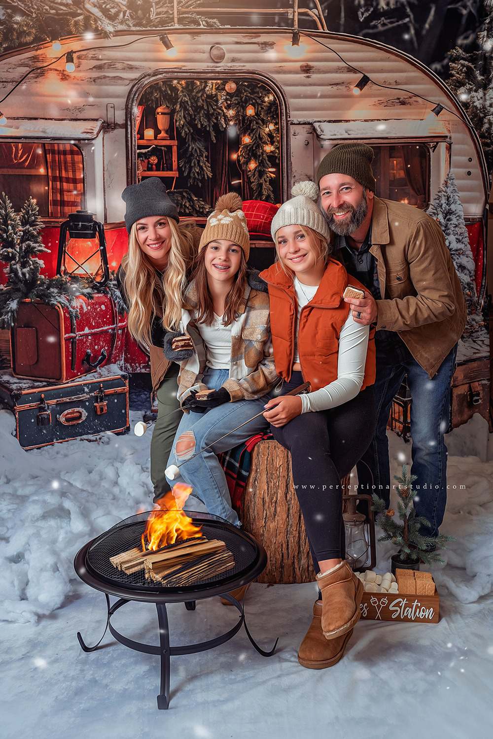 Kate Weihnachten Koffer Camping Auto Hintergrund entworfen von Emetselch - Kate Backdrop.de