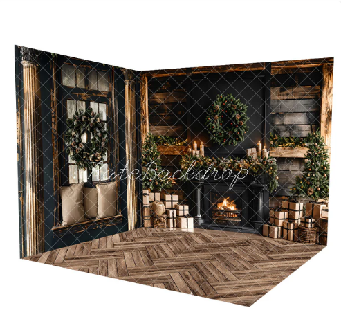 ⚡Blitzangebote #4-Kate Weihnachtskranz Schwarzer Kamin Zimmer Set - Kate Backdrop.de