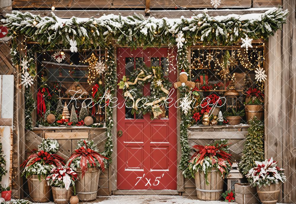 Kate Winter Land Rot Weihnachten Store Hintergrund entworfen von Emetselch - Kate Backdrop.de