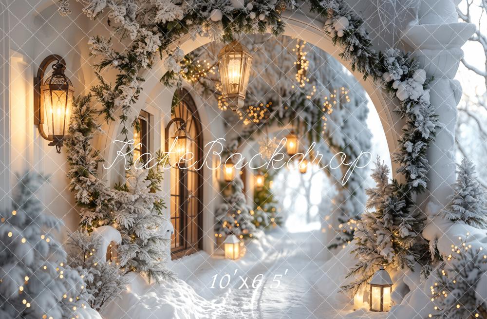 ⚡Blitzangebote --Kate Winter verschneite Weihnachtsbogen-Flur-Hintergrund - Kate Backdrop.de