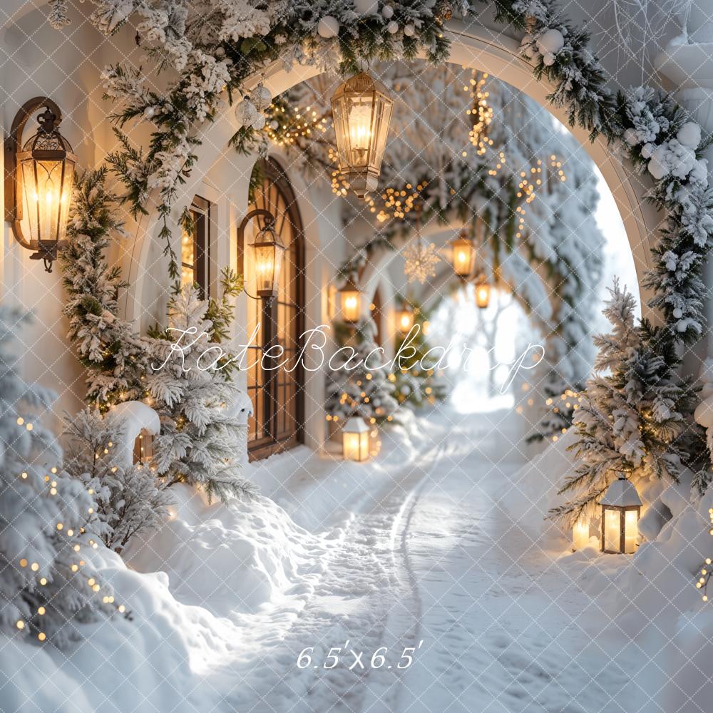 ⚡Blitzangebote --Kate Winter verschneite Weihnachtsbogen-Flur-Hintergrund - Kate Backdrop.de