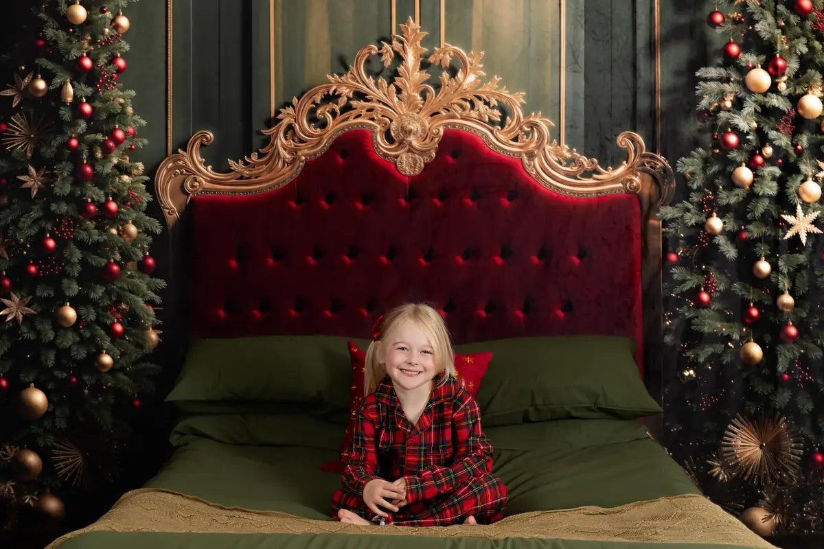 ⚡Blitzangebote #2-Kate Weihnachten Roter Vorhang Dunkelbraun Gerahmtes Fenster Zimmer Set - Kate Backdrop.de