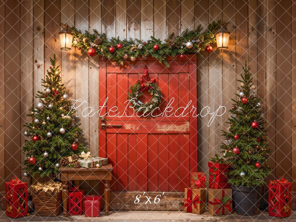 Kate Weihnachten Rote Scheune Holzwand Hintergrund Entworfen von Emetselch - Kate Backdrop.de