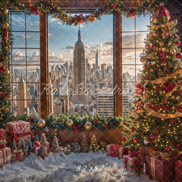 Kate Weihnachten Moderner Stadt-Wolkenkratzer Hintergrund entworfen von Emetselch - Kate Backdrop.de