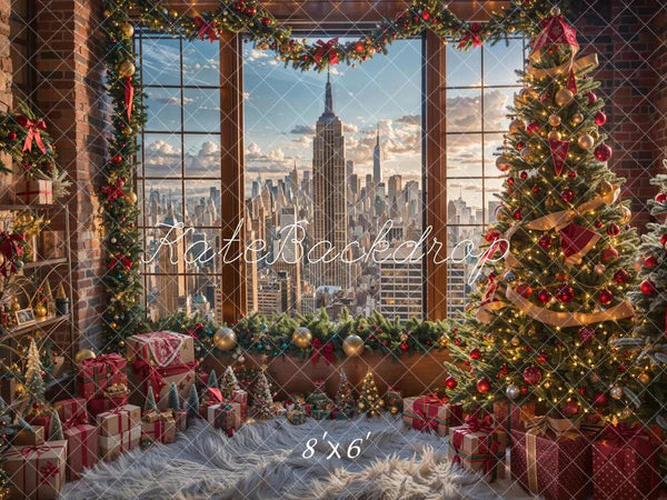 Kate Weihnachten Moderner Stadt-Wolkenkratzer Hintergrund entworfen von Emetselch - Kate Backdrop.de