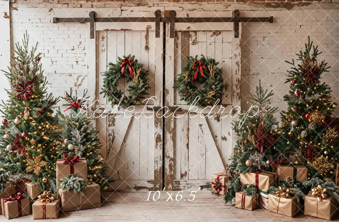 ⚡Blitzangebote #4-Kate Weihnachten Weiß Shabby Scheune Tür Hintergrund - Kate Backdrop.de