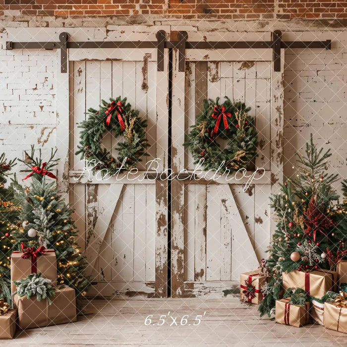 ⚡Blitzangebote #4-Kate Weihnachten Weiß Shabby Scheune Tür Hintergrund - Kate Backdrop.de