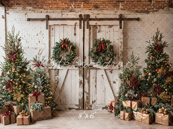 ⚡Blitzangebote #4-Kate Weihnachten Weiß Shabby Scheune Tür Hintergrund - Kate Backdrop.de
