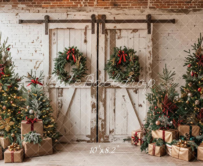 ⚡Blitzangebote #4-Kate Weihnachten Weiß Shabby Scheune Tür Hintergrund - Kate Backdrop.de