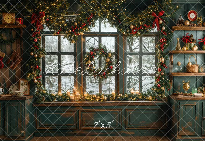 Kate Weihnachten Vintage Grün Küche Hintergrund