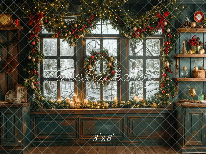 Kate Weihnachten Vintage Grün Küche Hintergrund entworfen von Emetselch - Kate Backdrop.de