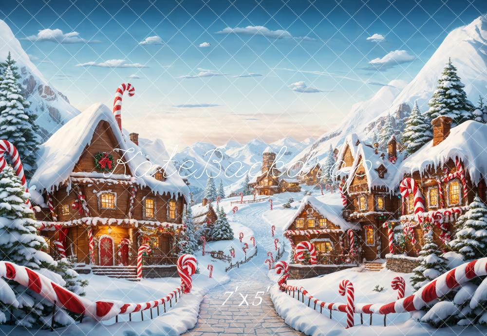 Kate Weihnachten Fantasie Cartoon Lebkuchenstadt Hintergrund Entworfen von Emetselch - Kate Backdrop.de