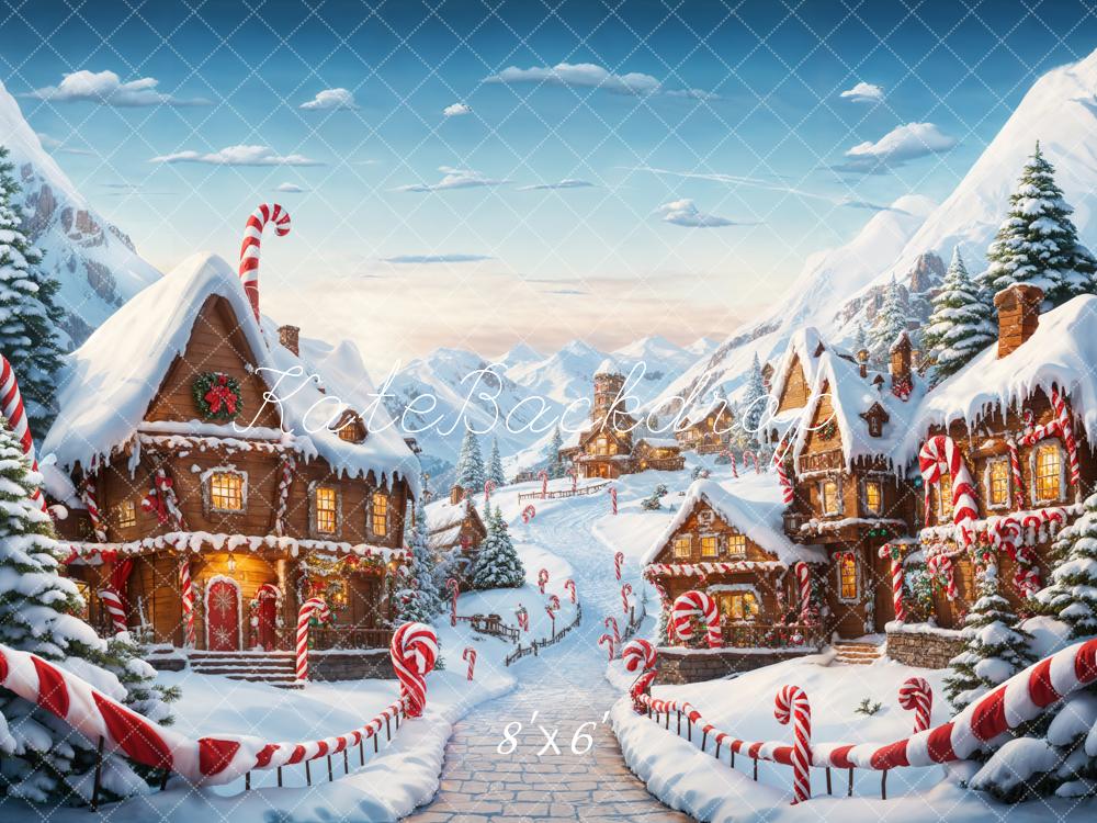 Kate Weihnachten Fantasie Cartoon Lebkuchenstadt Hintergrund Entworfen von Emetselch - Kate Backdrop.de