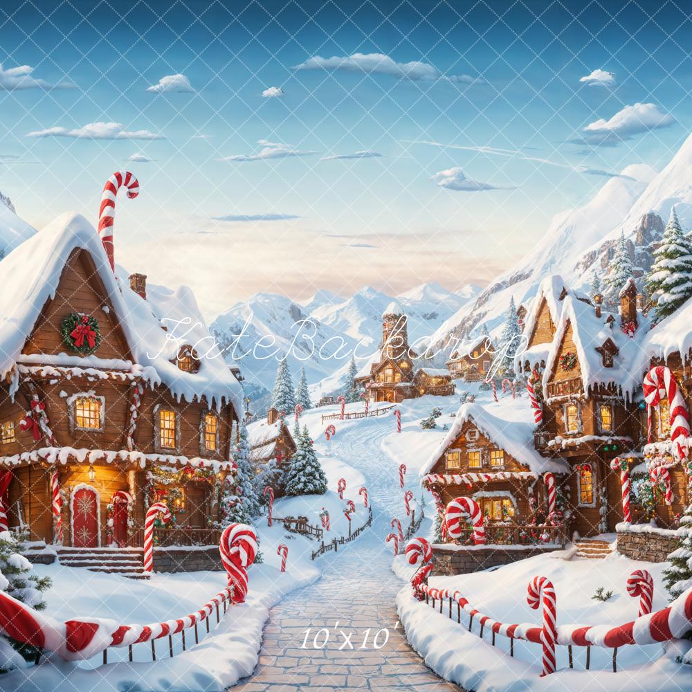 Kate Weihnachten Fantasie Cartoon Lebkuchenstadt Hintergrund Entworfen von Emetselch - Kate Backdrop.de