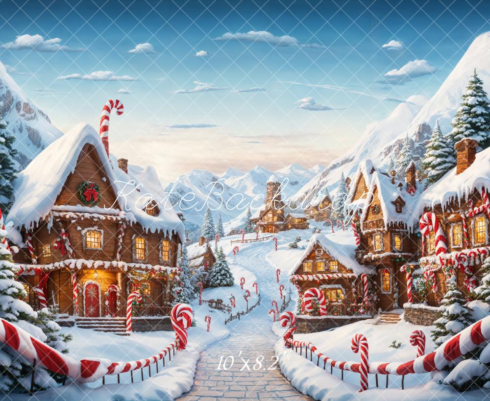 Kate Weihnachten Fantasie Cartoon Lebkuchenstadt Hintergrund Entworfen von Emetselch - Kate Backdrop.de
